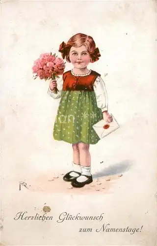 AK / Ansichtskarte Namenstag_Namenskarte Kind Blumen Brief  Namenstag_Namenskarte
