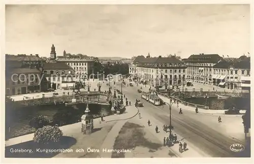 AK / Ansichtskarte Strassenbahn Goeteborg Kungsportsbron och oestra Hamngatan  Strassenbahn