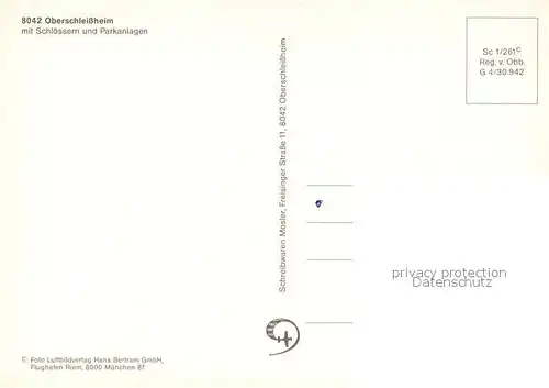 AK / Ansichtskarte Oberschleissheim Fliegeraufnahme Schloessern Parkanlagen Oberschleissheim