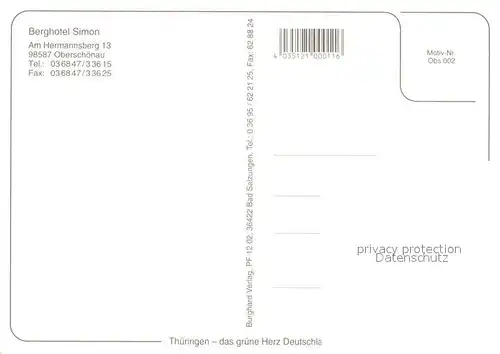 AK / Ansichtskarte Oberschoenau_Thueringen Berghotel Simon Oberschoenau Thueringen