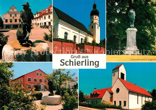 AK / Ansichtskarte Schierling Loewendenkmal Kirche Rathaus Schierling