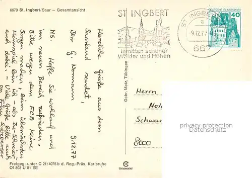 AK / Ansichtskarte St_Ingbert Fliegeraufnahme St_Ingbert