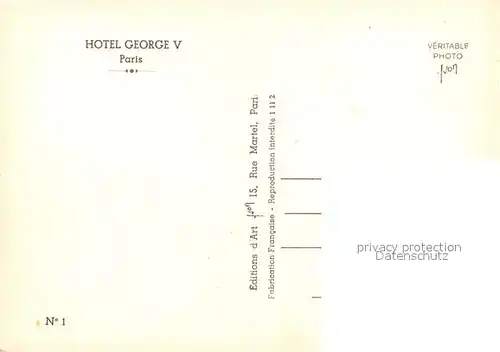 AK / Ansichtskarte Paris Hotel George V Paris