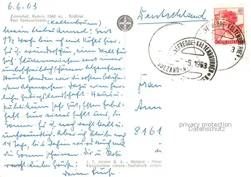 AK / Ansichtskarte Radein Zirmerhof Radein