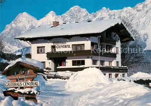 AK / Ansichtskarte Schladming_Obersteiermark Gaestehaus Central Winterlandschaft Dachstein Tauern Region Schladming_Obersteiermark