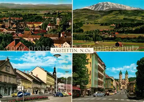 AK / Ansichtskarte Amstetten_Niederoesterreich Stadtpanorama oetscherblick Hauptplatz Bahnhofstrasse Kirche Amstetten