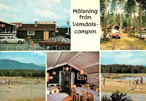 AK / Ansichtskarte Haerjedalen Vemdalscampen Stugor kiosk campingplats Tennisplatz Badesee Bungalows Kiosk Haerjedalen