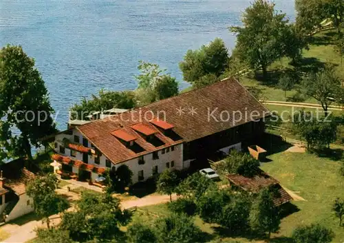 AK / Ansichtskarte Kirchbichl_Tirol Pension Schoen Moorstrandbad Fliegeraufnahme Kirchbichl Tirol