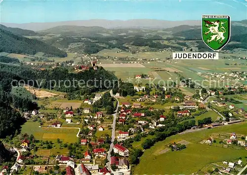 AK / Ansichtskarte Judendorf Strassengel Gotische Wallfahrtskirche Strassenger Sommerfrische Fliegeraufnahme Wappen Judendorf Strassengel