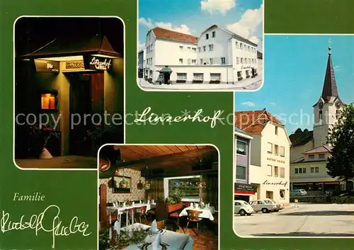 AK / Ansichtskarte Gallspach Hotel Pension Linzerhof Restaurant Ortsmotiv mit Kirche Gallspach