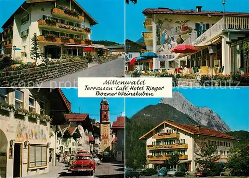 AK / Ansichtskarte Mittenwald_Bayern Terrassen Cafe Hotel Rieger Bozner Weinstube Mittenwald Bayern