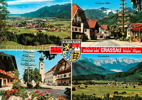 AK / Ansichtskarte Grassau_Chiemgau Maibaum Ortspartie mit Hochplatte Grassau Chiemgau