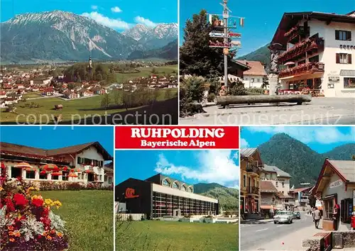 AK / Ansichtskarte Ruhpolding Fliegeraufnahme Maibaum Rauschberg Sonntagshorn Kurhaus Hauptstrasse Ruhpolding