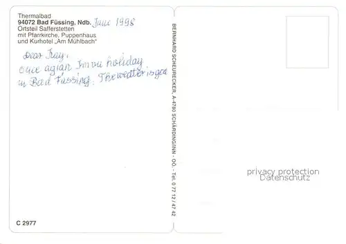 AK / Ansichtskarte Bad_Fuessing Safferstetten Kurhotel am Muehlbach Pfarrkirche Bad_Fuessing