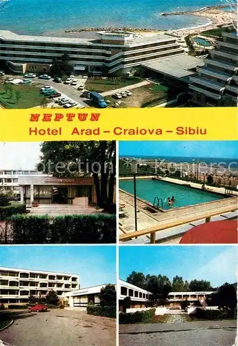 AK / Ansichtskarte Neptun Hotel Arad Craiova Sibiu Fliegeraufnahme mit Strand Neptun