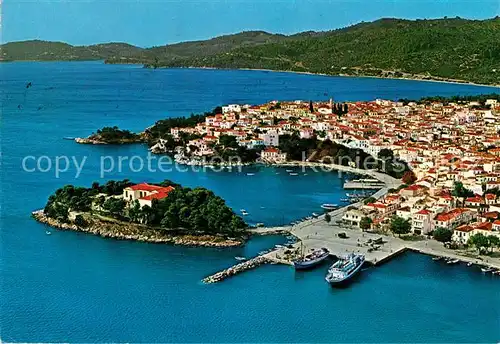 AK / Ansichtskarte Skiathos Strand Fliegeraufnahme Skiathos