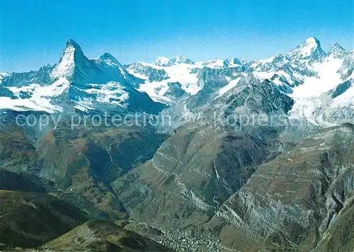 AK / Ansichtskarte Zermatt_VS Fliegeraufnahme Matterhorn Mont Blanc Dent Blanche Zermatt_VS
