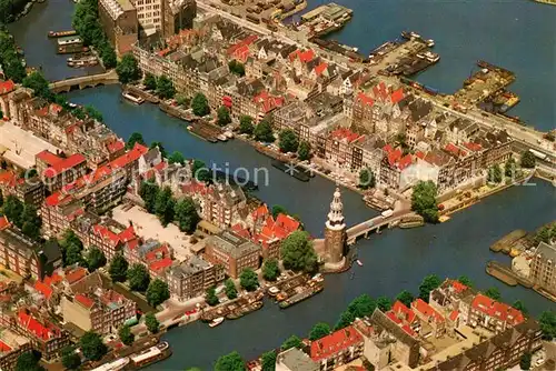 AK / Ansichtskarte Amsterdam_Niederlande Montelbaanstoren en omgeving Fliegeraufnahme Amsterdam_Niederlande