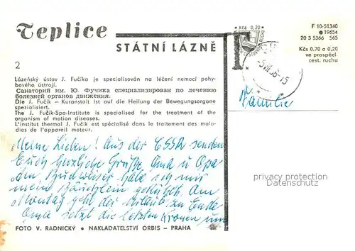 AK / Ansichtskarte Teplice Fucik Kuranstalt Teplice