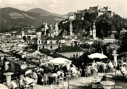 AK / Ansichtskarte Salzburg_Oesterreich Blick von Grand Cafe Winkler zur Festung Salzburg_Oesterreich