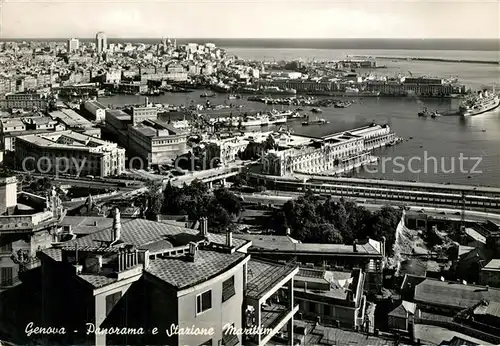 AK / Ansichtskarte Genova_Liguria Panorama e Stazione Marittima Genova Liguria