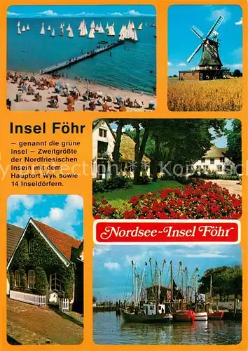 AK / Ansichtskarte Insel_Foehr Windmuehle Segelbootshafen Park  Insel_Foehr
