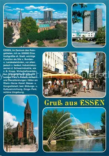 AK / Ansichtskarte Essen_Ruhr Kirche Brunnenanlage Marktplatz Chronik Essen_Ruhr