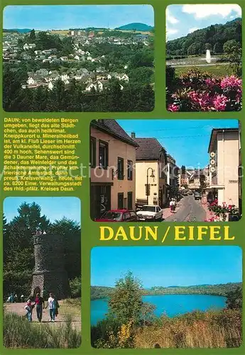 AK / Ansichtskarte Daun_Eifel Panorama Tronke Turm Zentrum Kurpark Weinfelder Maar Daun_Eifel