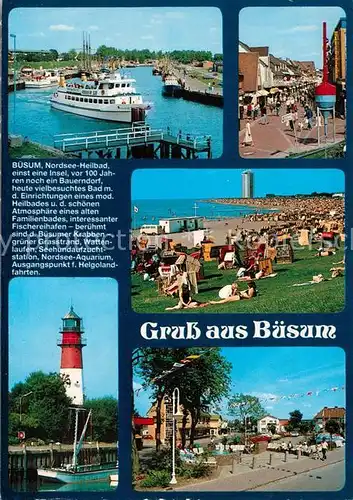 AK / Ansichtskarte Buesum_Nordseebad Hafen Promenade Leuchtturm Buesum_Nordseebad