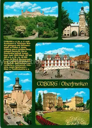 AK / Ansichtskarte Coburg Veste Coburg  Stadthaus Landestheater Moritz Kirche Chronik Coburg