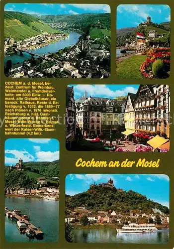 AK / Ansichtskarte Cochem_Mosel Fliegeraufnahme Marktplatz Burg Park Chronik Cochem Mosel
