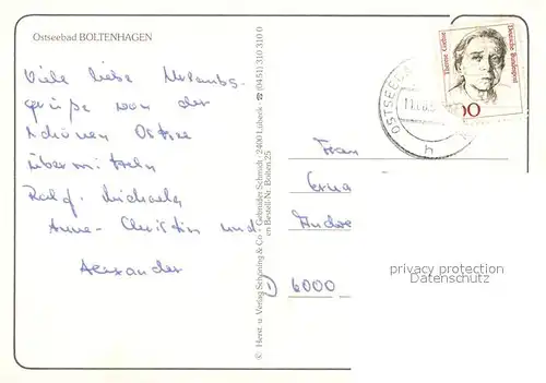 AK / Ansichtskarte Boltenhagen_Ostseebad Strand Brunnen Segelboot Chronik Boltenhagen_Ostseebad