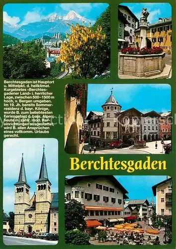 AK / Ansichtskarte Berchtesgaden Watzmann Marktbrunnen Marktplatz Stiftskirche Chronik Berchtesgaden