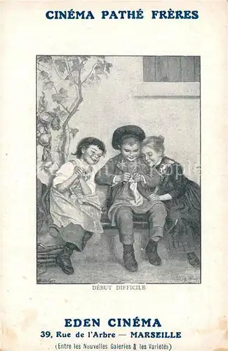 AK / Ansichtskarte Kinder_Child_Enfants Eden Cinema Marseille Debut Difficile Cinema Pathe Freres  Kinder_Child_Enfants