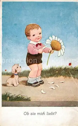 AK / Ansichtskarte Kinder_Child_Enfants Gaensebluemchen Liebe Hund  Kinder_Child_Enfants