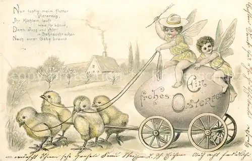 AK / Ansichtskarte Ostern_Easter_Paques Kinder Elfen Kueken Ei Litho  Ostern_Easter_Paques