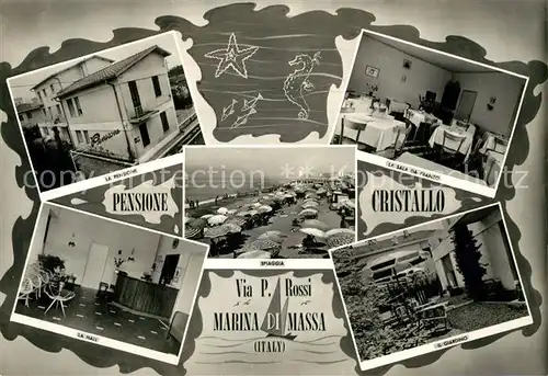 AK / Ansichtskarte Marina_di_Massa Pensione Sala da Pranzo Guardino Hall Spiaggia Marina_di_Massa
