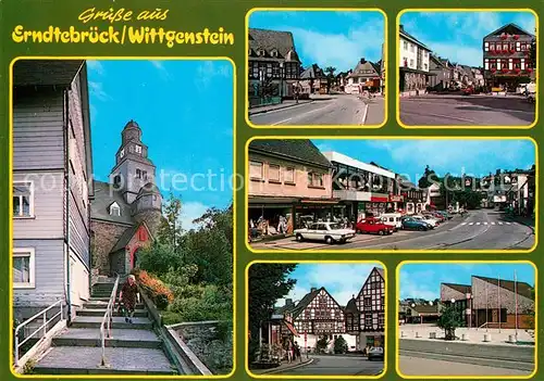 AK / Ansichtskarte Erndtebrueck Stadtansichten Innenstadt Fachwerkhaus Kirche Erndtebrueck