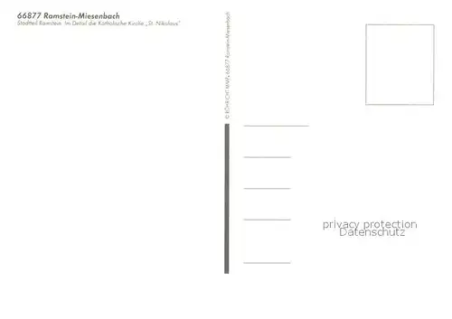 AK / Ansichtskarte Ramstein Miesenbach Kath Kirche St Nikolaus Fliegeraufnahme Ramstein Miesenbach