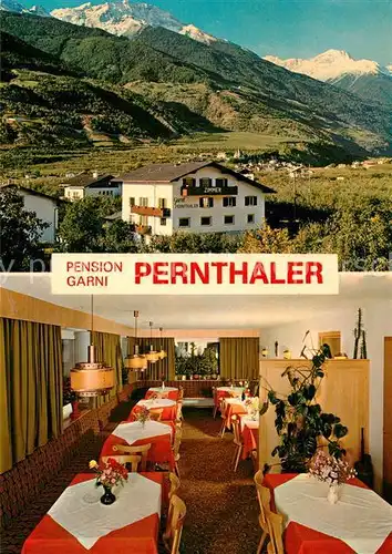 AK / Ansichtskarte Schlanders_Suedtirol Pension Garni Pernthaler Landschaftspanorama Alpen Schlanders_Suedtirol
