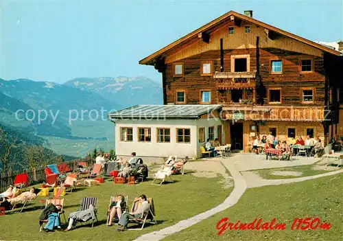 AK / Ansichtskarte Zell_Ziller_Tirol Gasthaus Grindlalm Enzian Sepp Liegewiese Fernsicht Alpenpanorama Zell_Ziller_Tirol