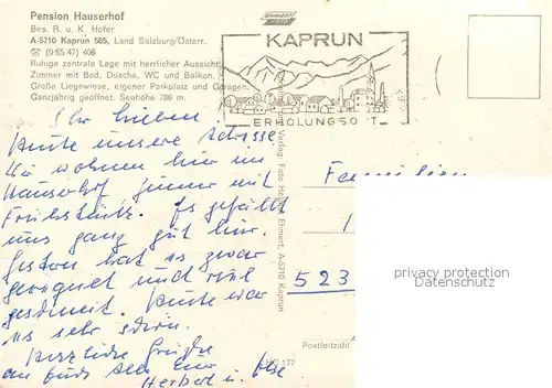 AK / Ansichtskarte Kaprun Pension Hauserhof Kaprun