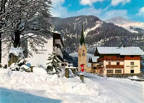 AK / Ansichtskarte Krimml Ortsmotiv mit Kirche Gaestehaus Cafe Konditorei Wintersportplatz Alpen Krimml