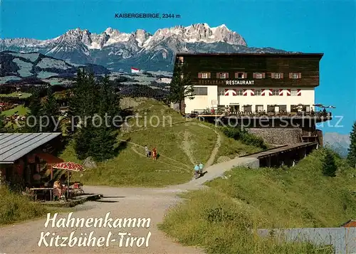 AK / Ansichtskarte Kitzbuehel_Tirol Hahnenkamm Bergrestaurant Kaisergebirge Fliegeraufnahme Kitzbuehel Tirol
