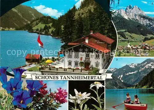 AK / Ansichtskarte Tannheim_Tirol Hotel Alpenhof Haldensee Rotflueh Gimpel Vilsalpsee mit Rauhorn Tannheim Tirol