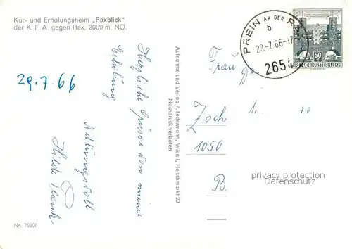 AK / Ansichtskarte Rax Kur und Erholungsheim Raxblick Rax