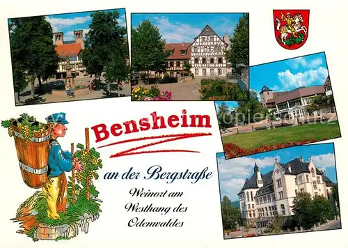 AK / Ansichtskarte Bensheim_Bergstrasse Fachwerkhaeuser Schloss  Bensheim_Bergstrasse