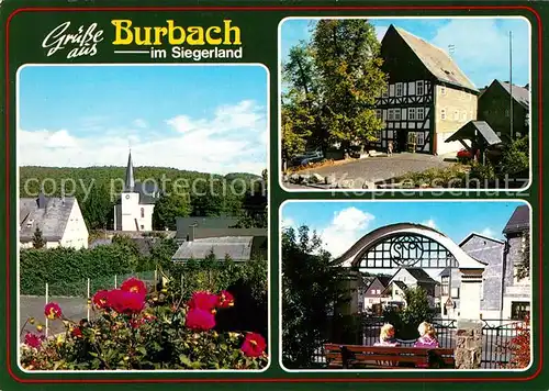 AK / Ansichtskarte Burbach_Siegerland Fachwerkhaus Kirche Park Burbach_Siegerland