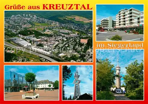 AK / Ansichtskarte Kreuztal_Westfalen Fliegeraufnahme Panorama Fernsehsender Aussichtsturm Kreuztal_Westfalen