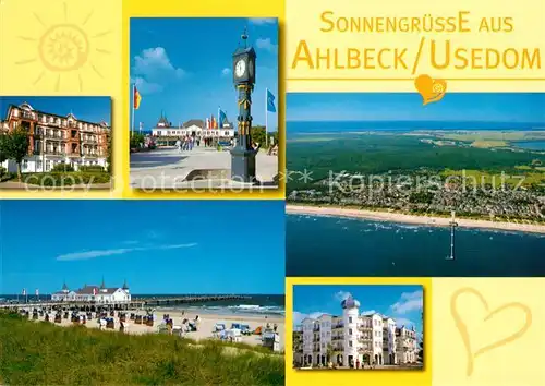AK / Ansichtskarte Ahlbeck_Ostseebad Fliegeraufnahme Seebruecke Restaurant Ahlbeck Normaluhr  Ahlbeck_Ostseebad
